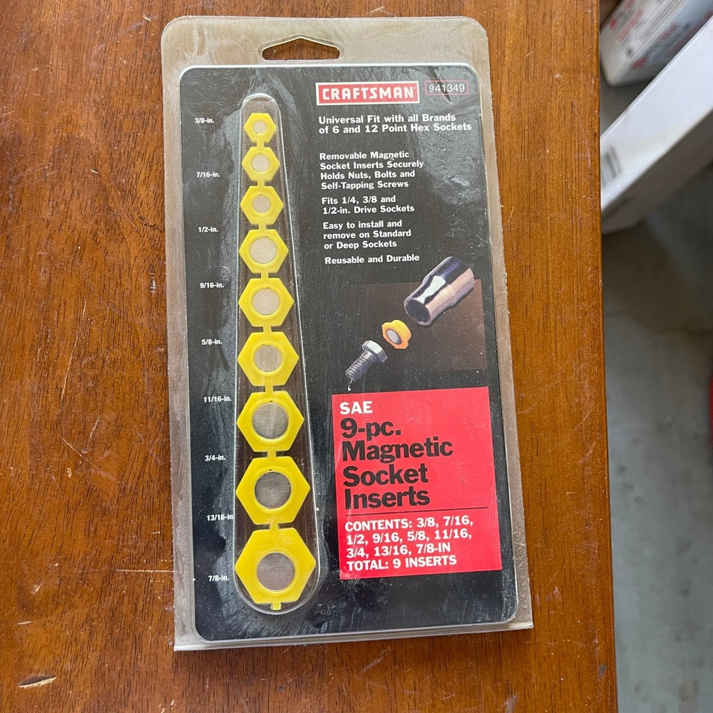 Craftsman 9pc Magnetic Socket Inserts SAE 941349 Universal Fit 3/8 to 7/8 in